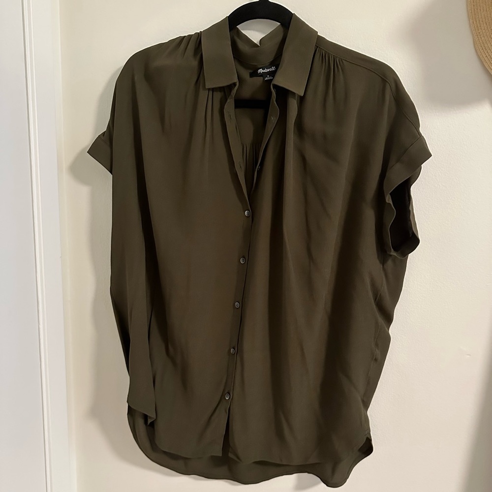 Madewell Central Drapey Shirt size M color Kale